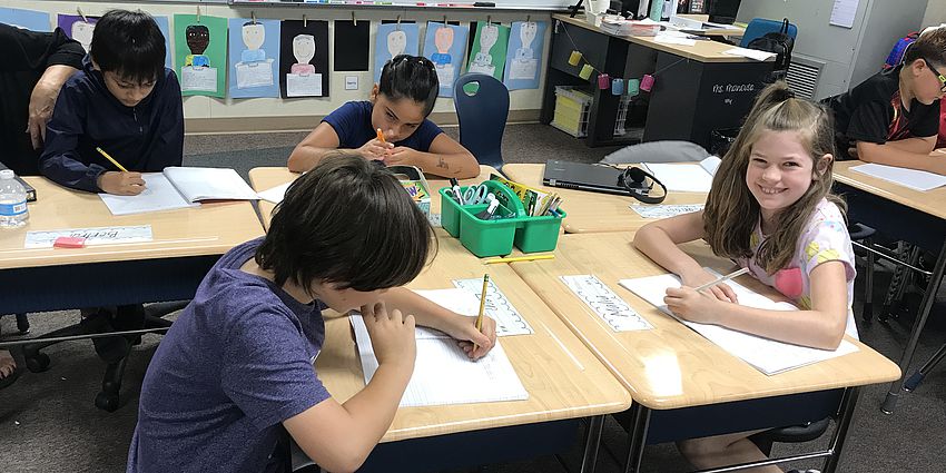 Students working at their desks