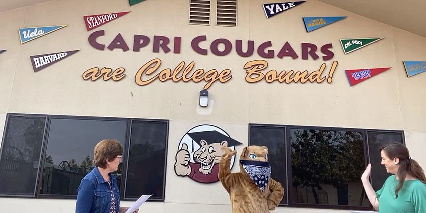 Mrs. Wellendorf and Mrs. Eshoff and Cooper the Cougar