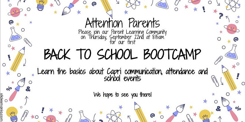 Flyer for Back to School Bootcamp