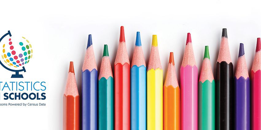 Colored pencils with census logo