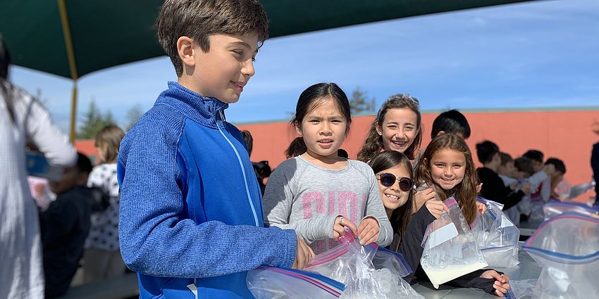 Students making ice cream