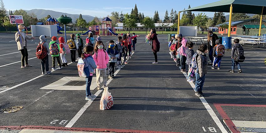 Students lined up