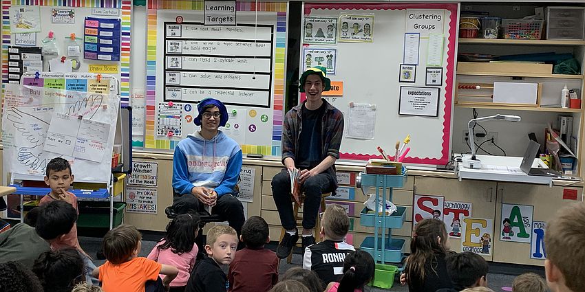 High school students in a class with first graders