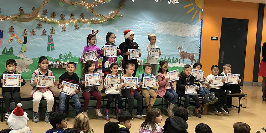 Students posing with their awards