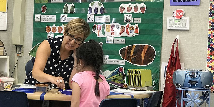 TK Teacher with a student