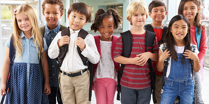 Group of students with backpacks
