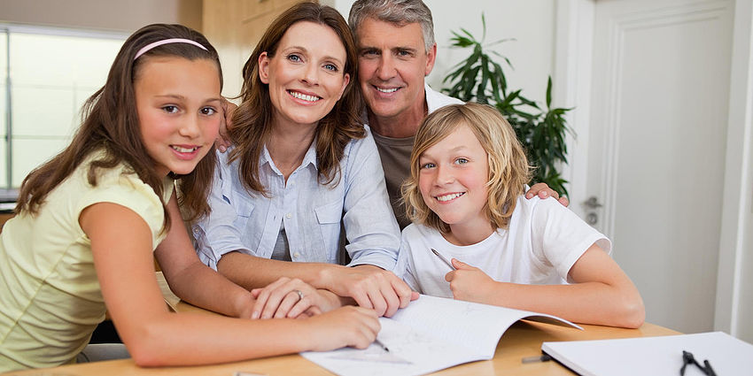 family working together on homework