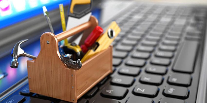 Tool box on top of computer