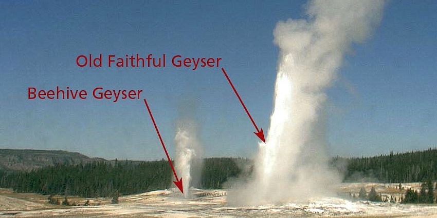 Yellowstone geysers erupting