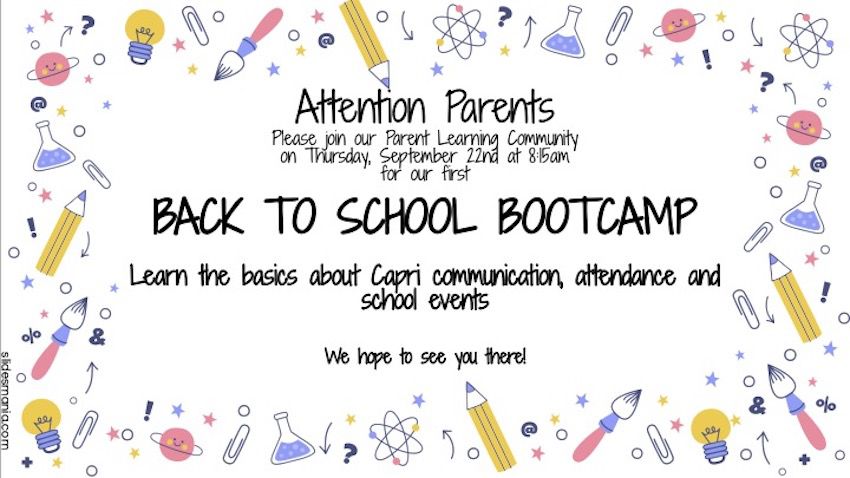 Flyer for Back to School Bootcamp