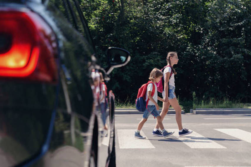 Children crossing the street.