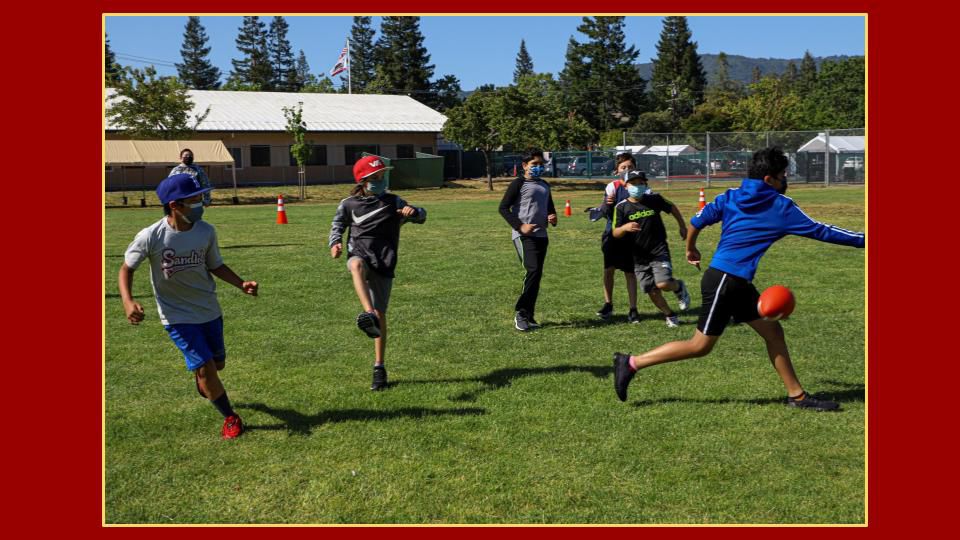 Students playing soccer