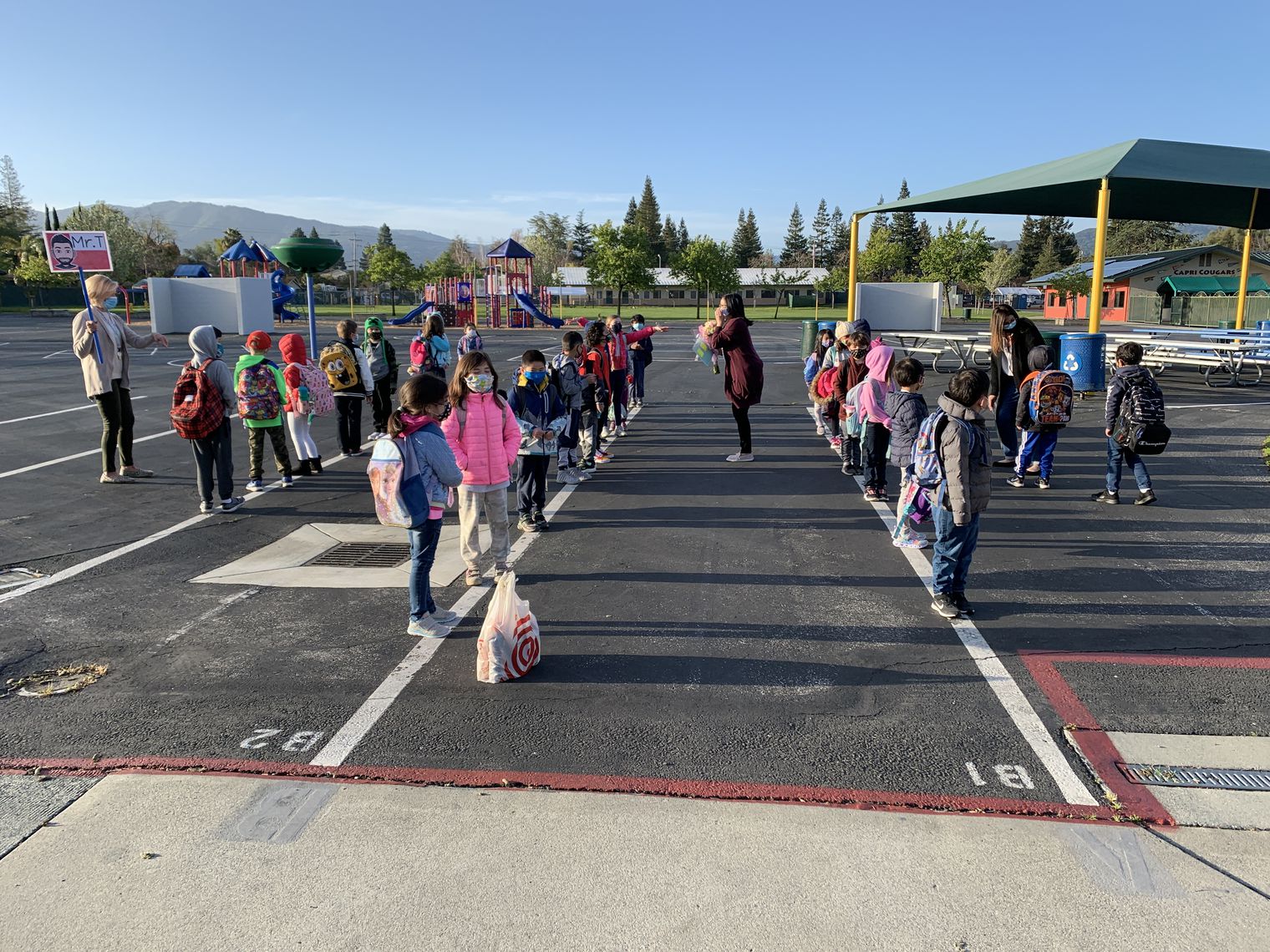 Students lined up