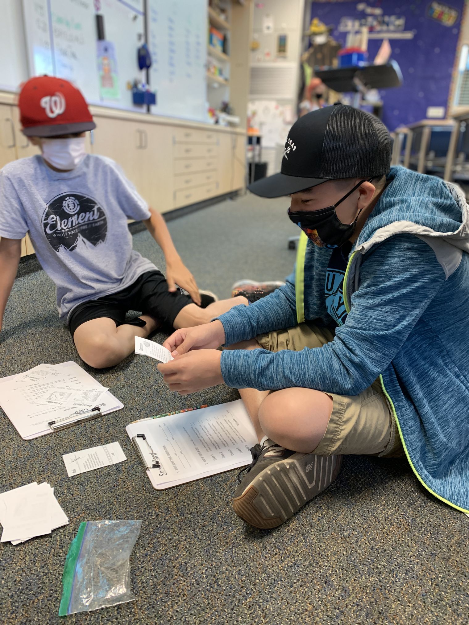 Two students playing a game