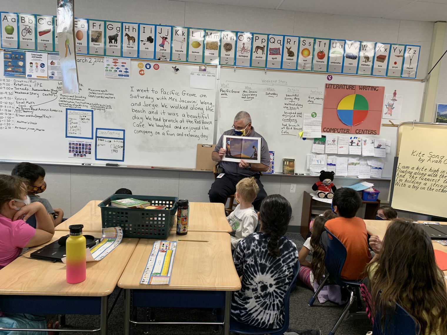 Mr. Brown reading to 2nd grade