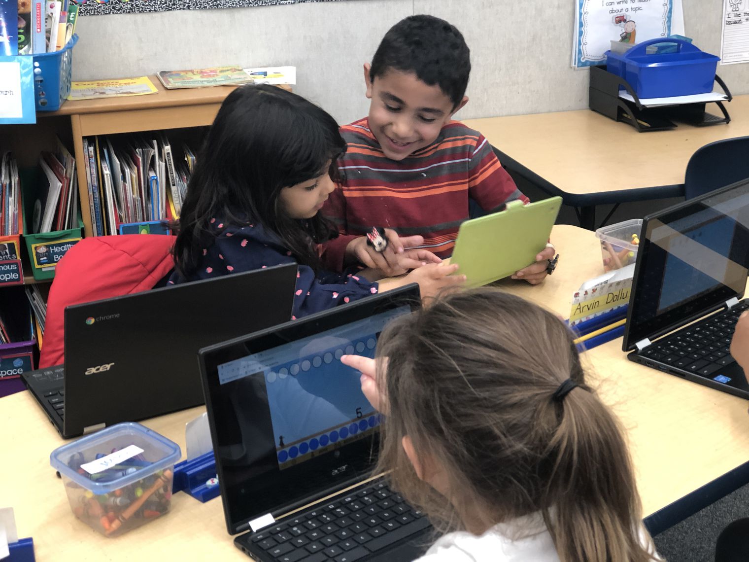 Two students working together