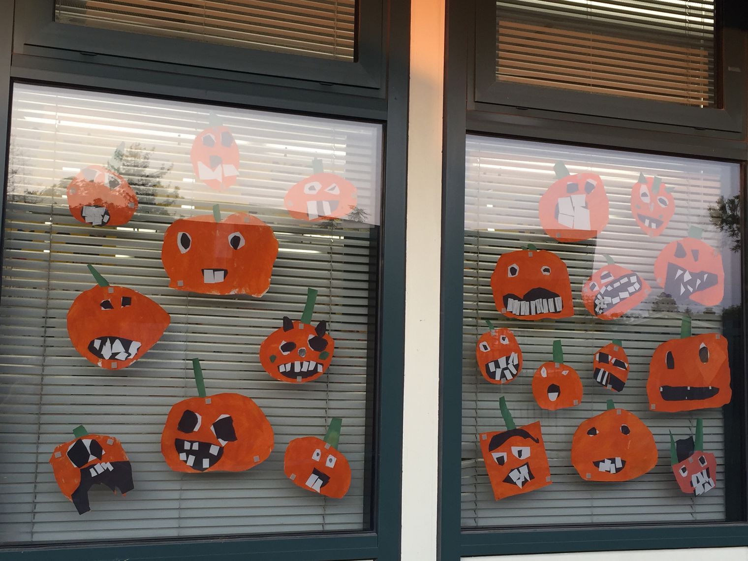 Window with pumpkins on it