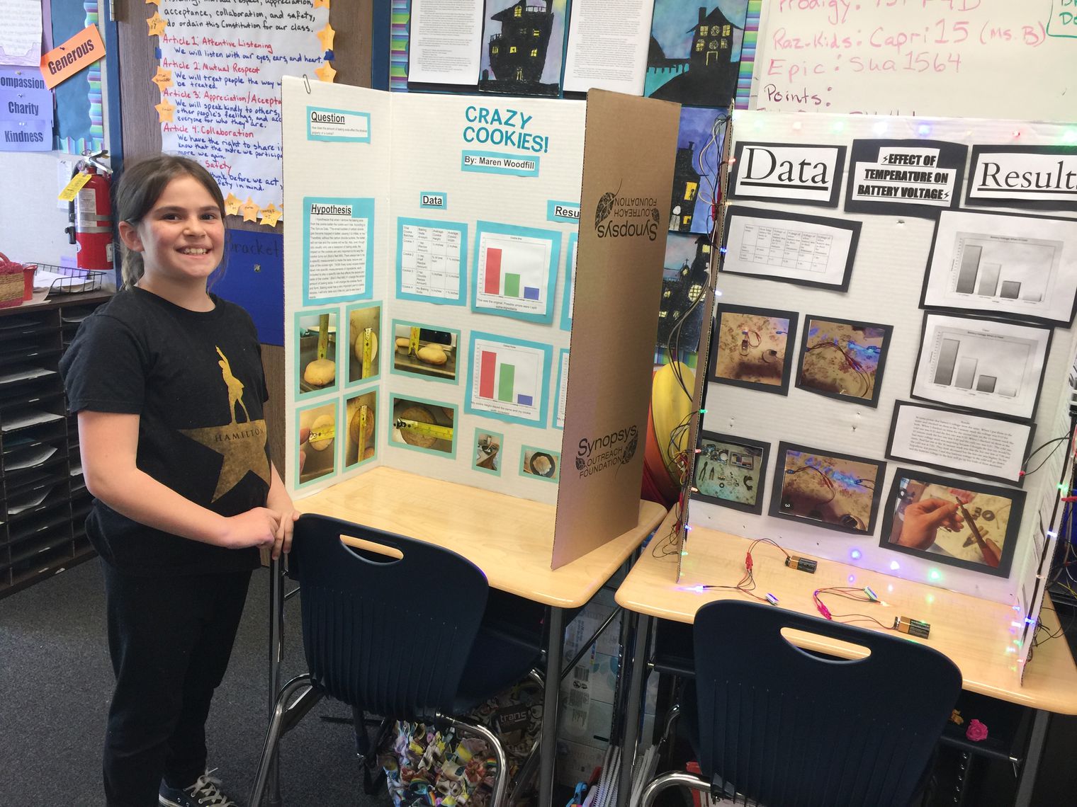 Student with her science project