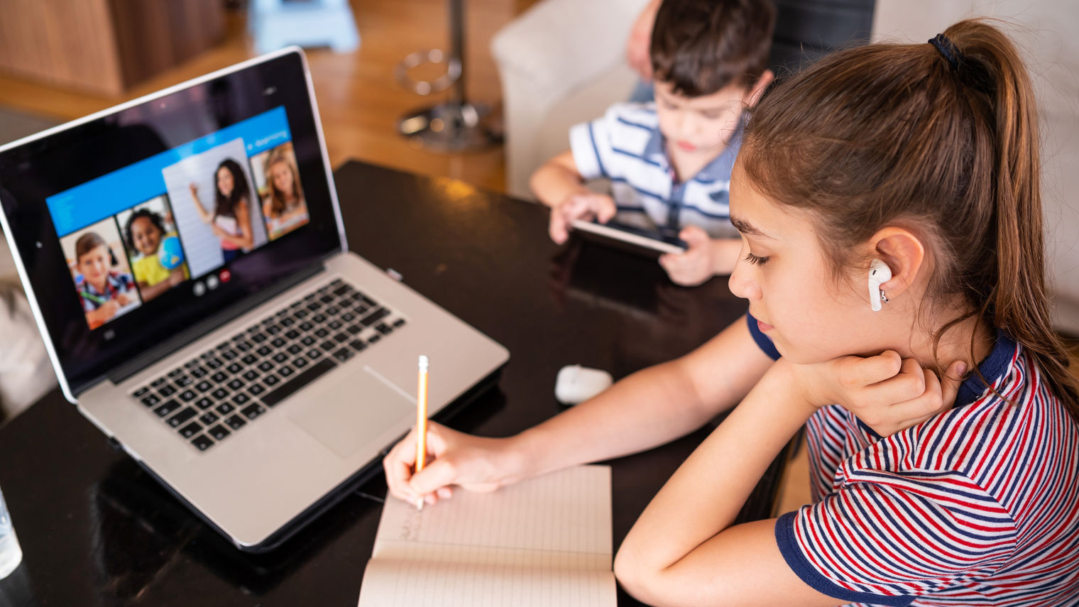 Two students working