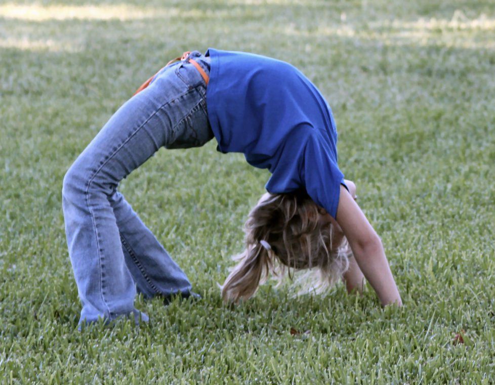 Child doing backbend