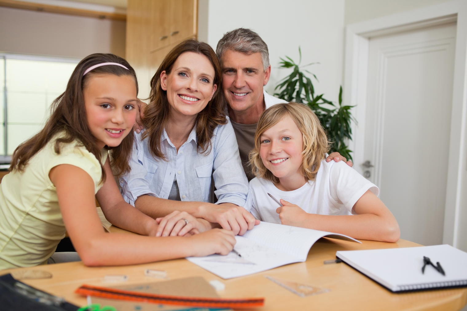 family working together on homework