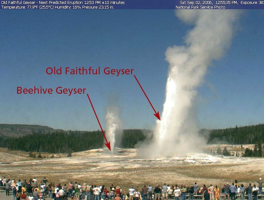 Yellowstone geysers erupting