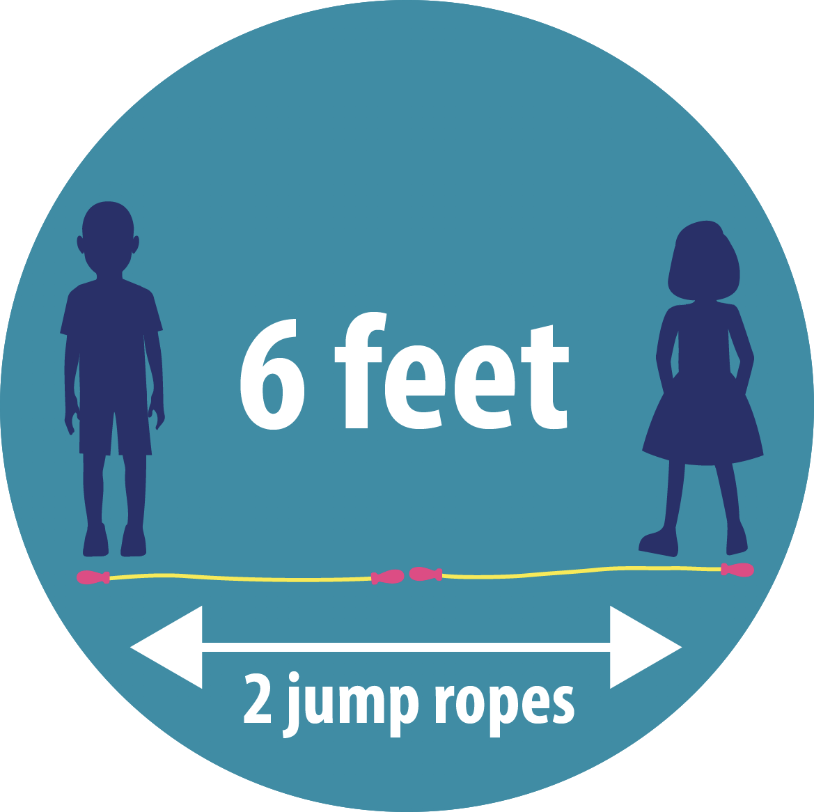 children standing 6 feet apart