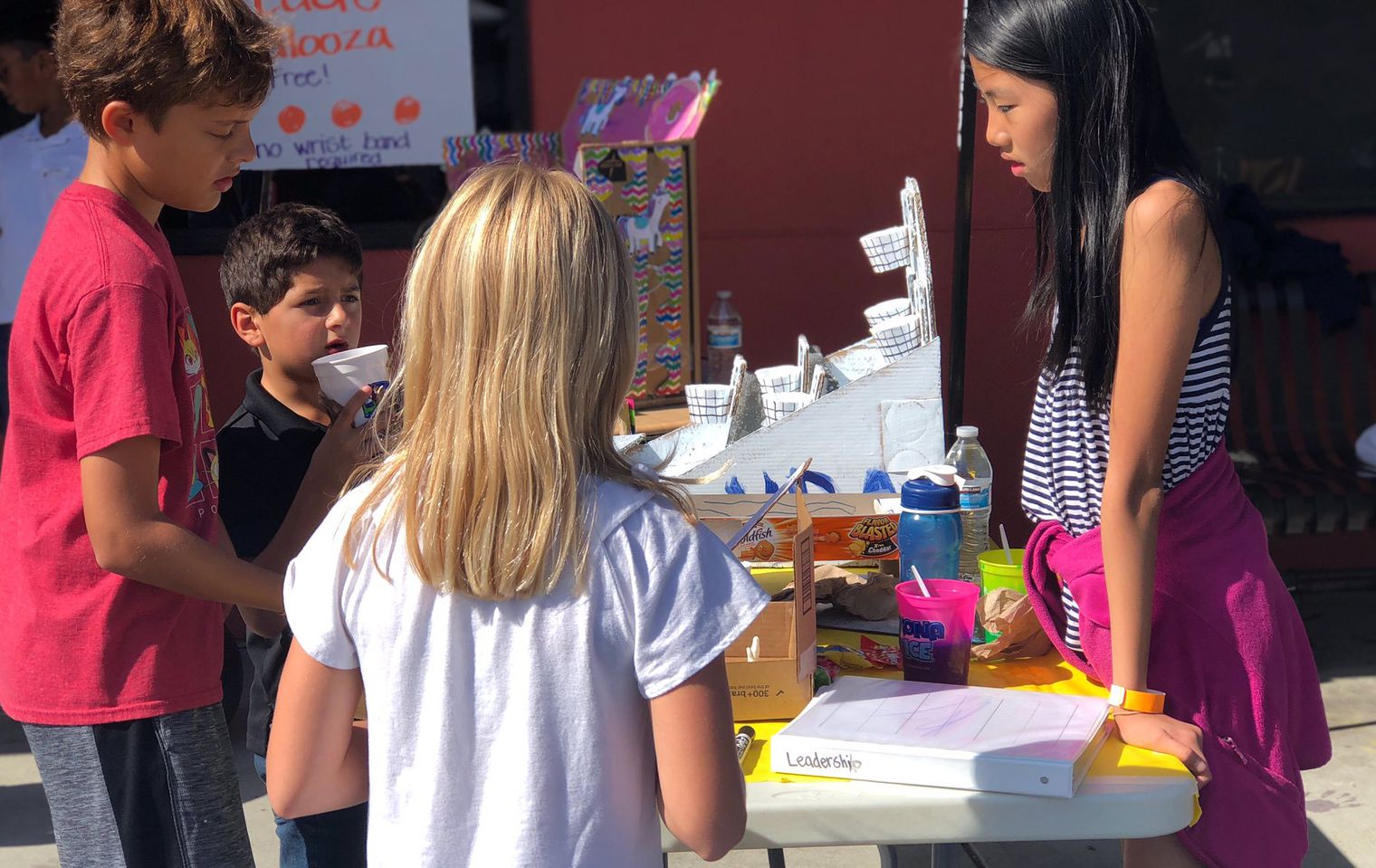 Student around an activity table