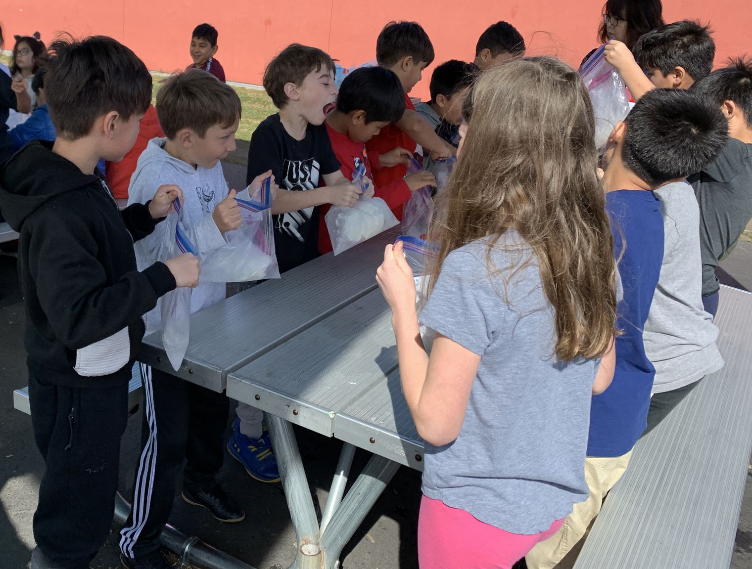 Students making ice cream