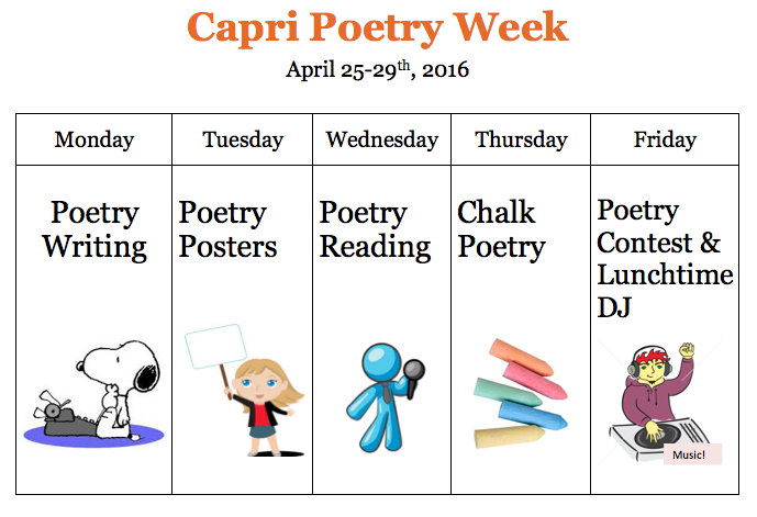 poetry week calendar