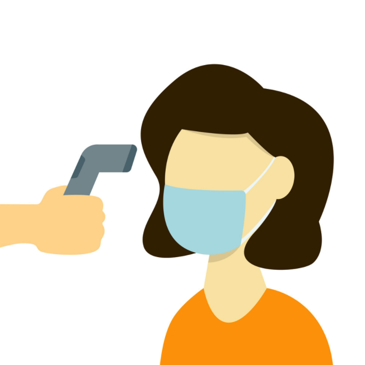 woman screened with thermometer